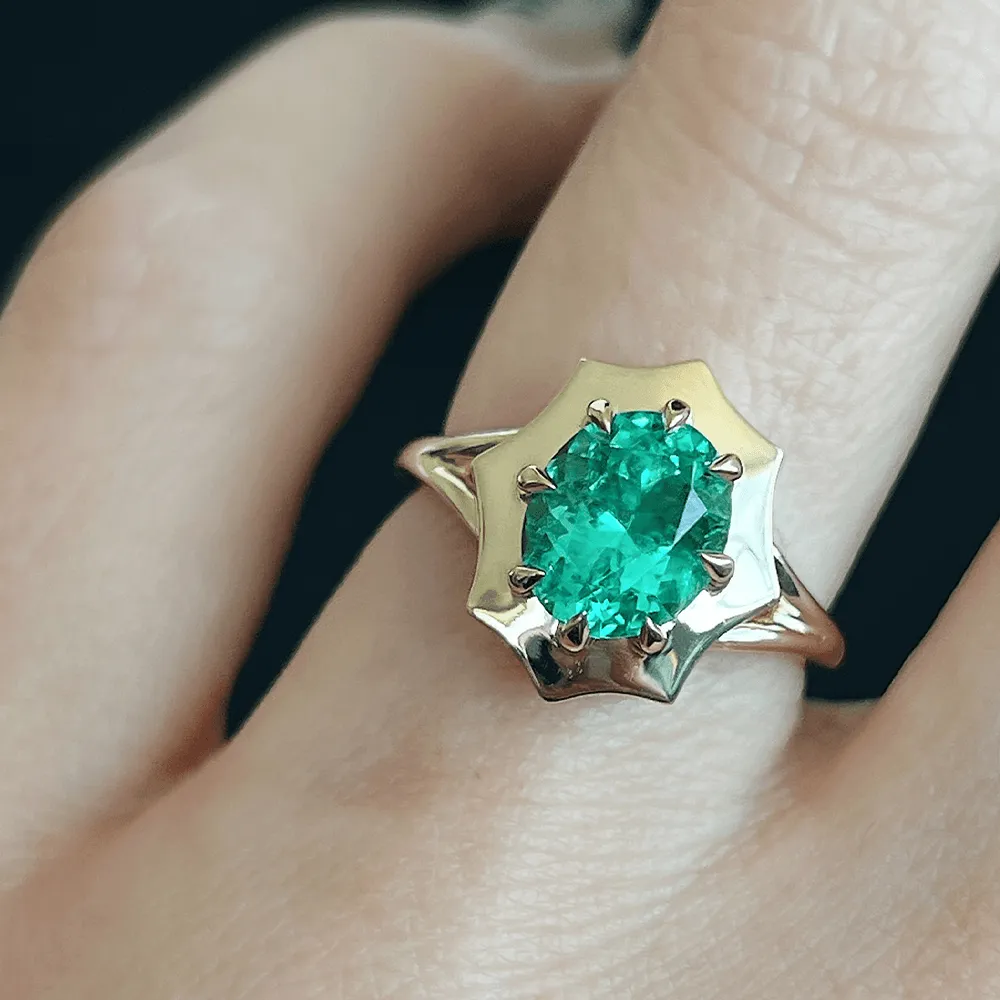 1.93ct Emerald French Mirror Engagement Ring sold by Marrow Fine product image thumbnail 4