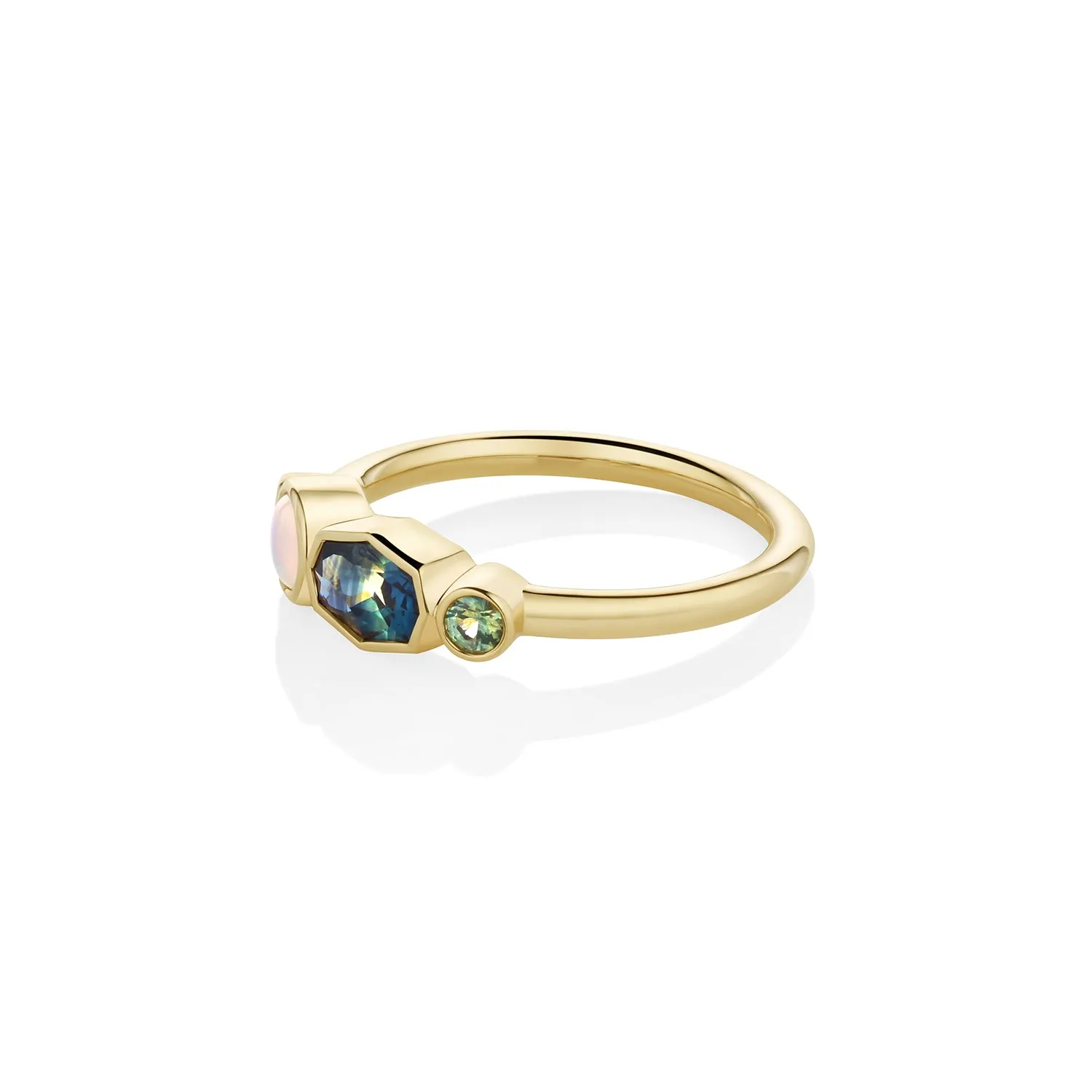 0.52ct Australian Sapphire and Opal Linear Band sold by Marrow Fine product image thumbnail 3