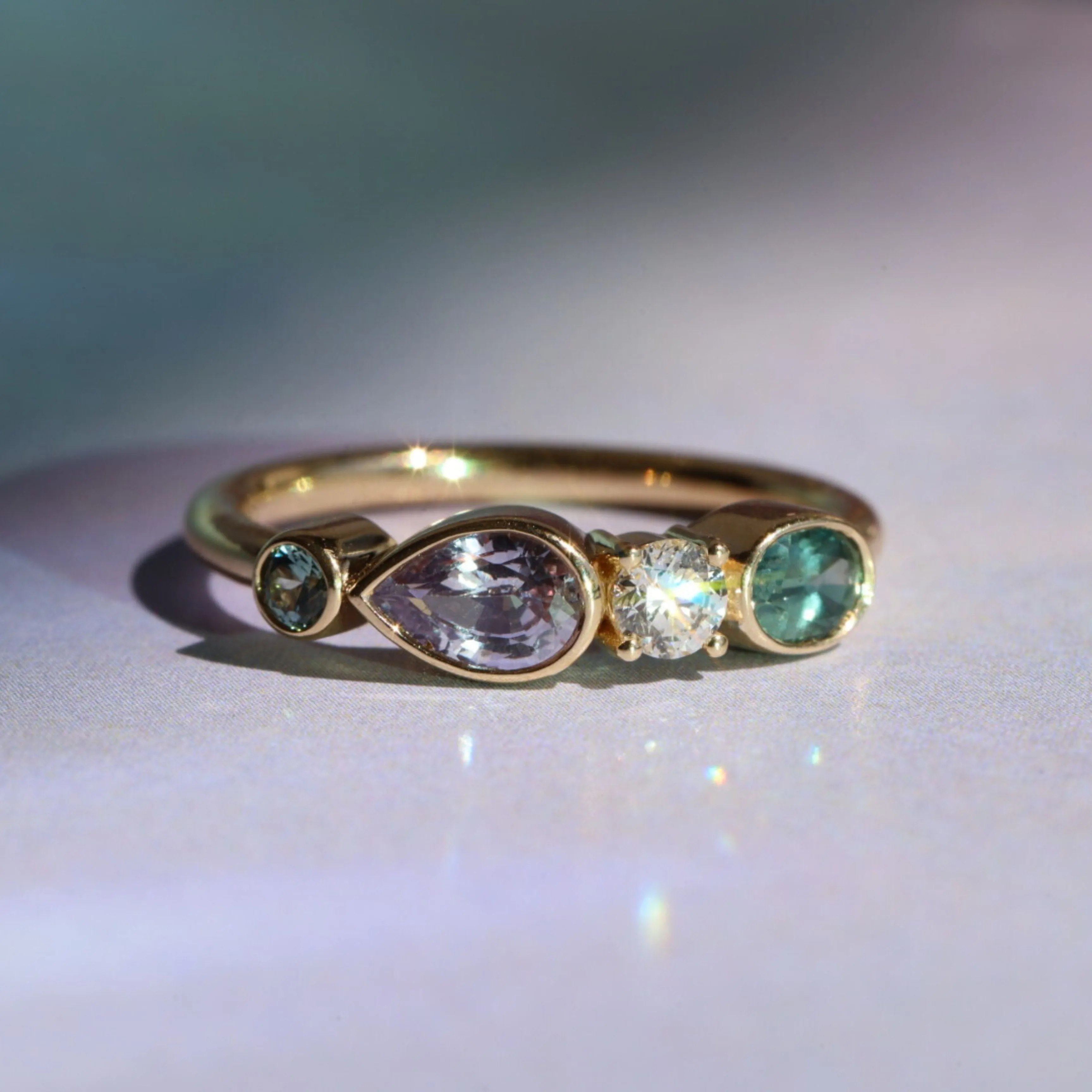 0.87tcw Sapphire and 0.18ct Diamond Linear Band sold by Marrow Fine product image thumbnail 4