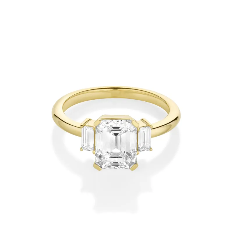 2.00ct Emerald Cut Diamond and Baguette Three Stone Ring sold by Marrow Fine