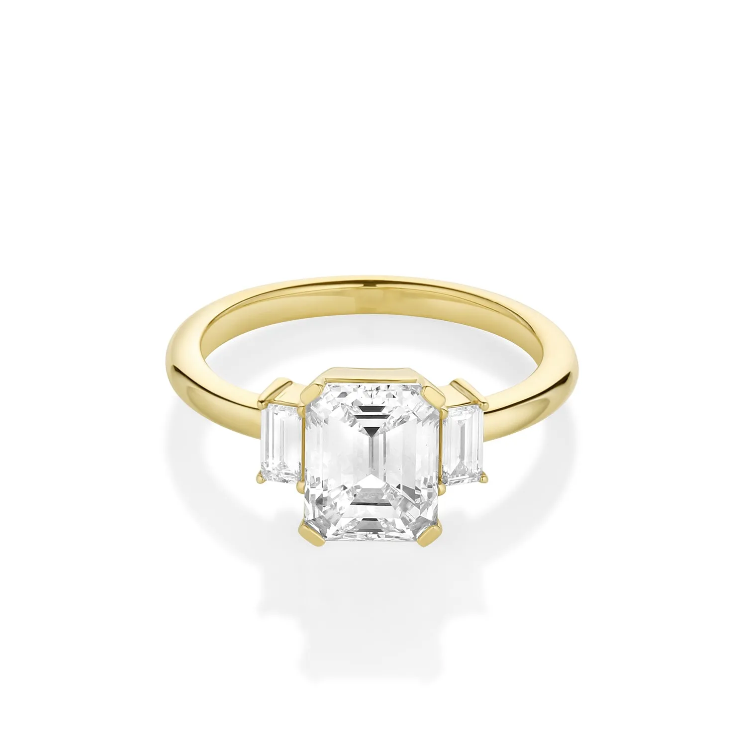 2.00ct Emerald Cut Diamond and Baguette Three Stone Ring sold by Marrow Fine