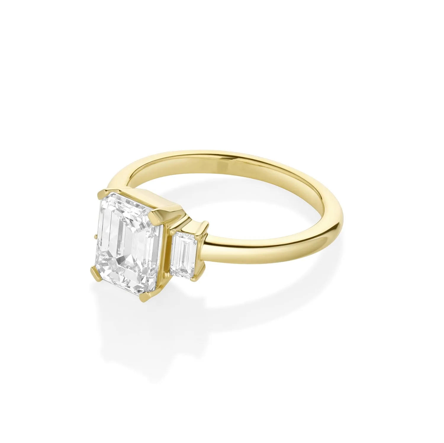 2.00ct Emerald Cut Diamond and Baguette Three Stone Ring sold by Marrow Fine product image thumbnail 3