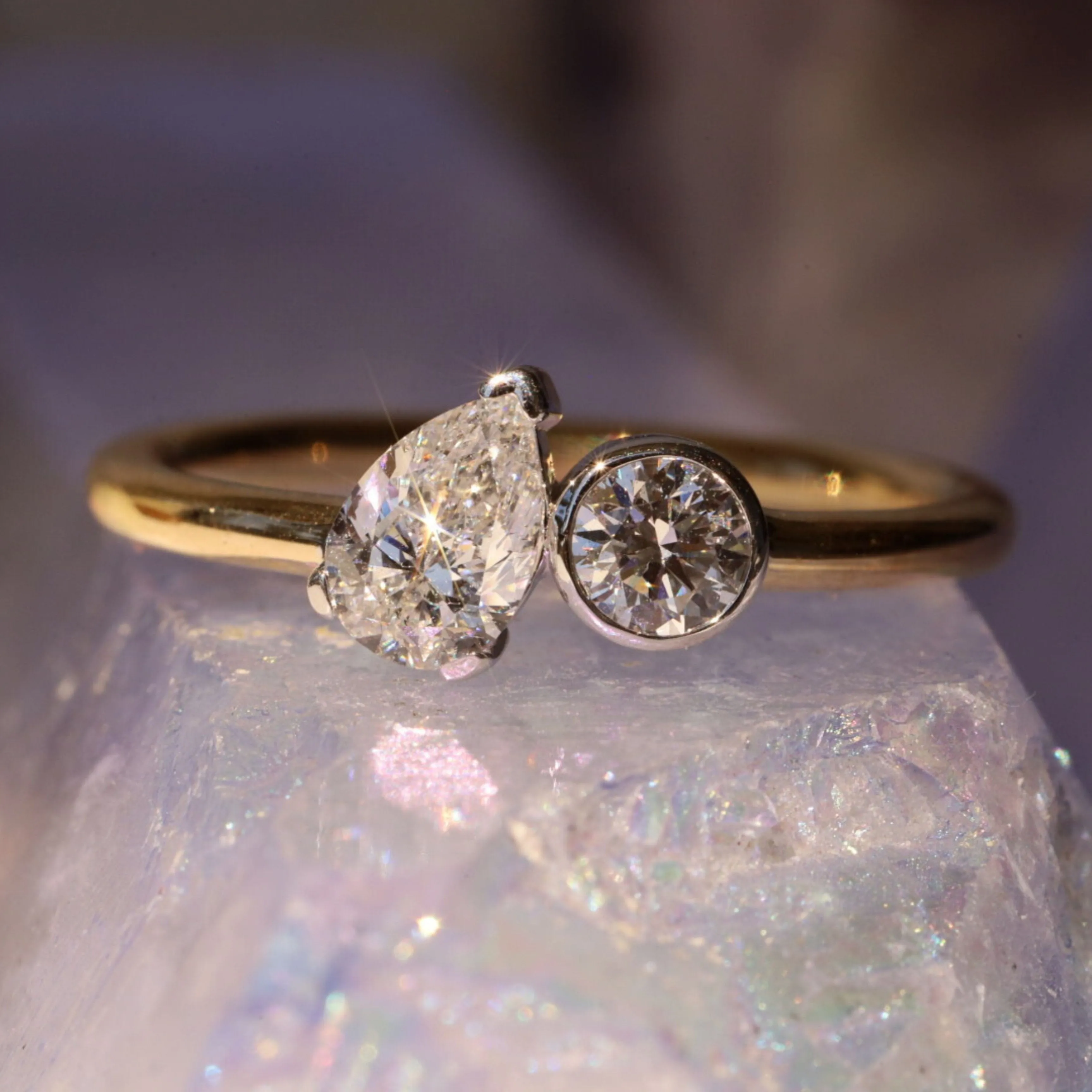 0.48ct Pear Shape Diamond and 0.23ct Round Diamond Chloe sold by Marrow Fine product image thumbnail 2