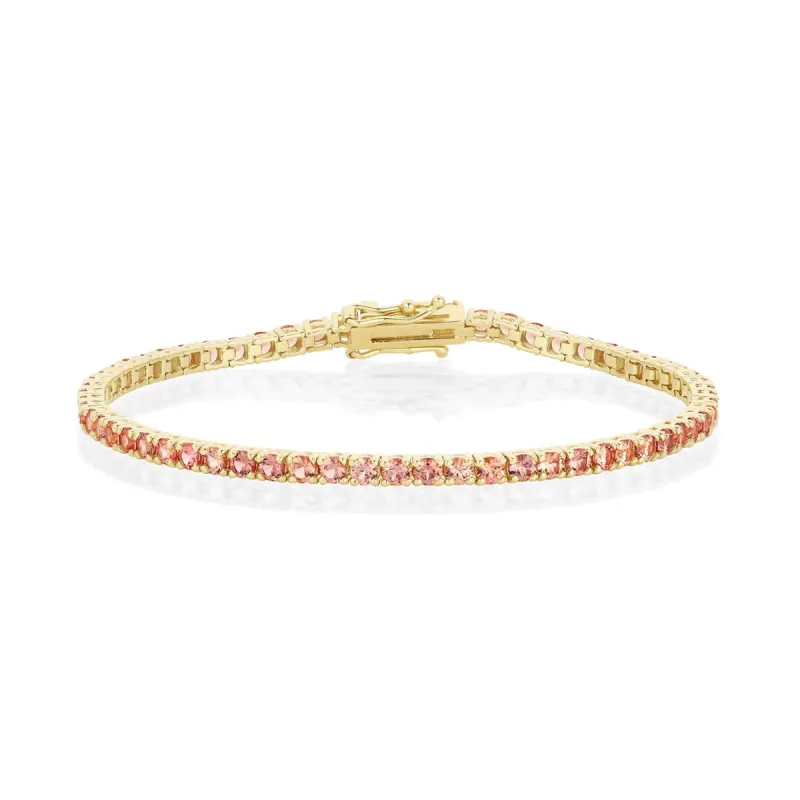 4.47tcw Orange Sapphire Tennis Bracelet sold by Marrow Fine