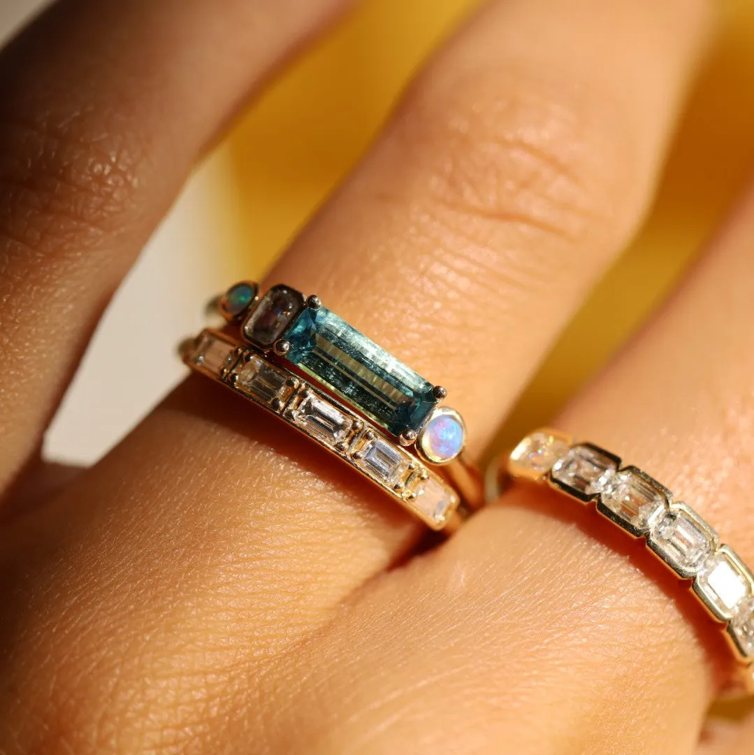 0.84ct Tourmaline, Opal and Diamond Linear Ring sold by Marrow Fine product image thumbnail 2