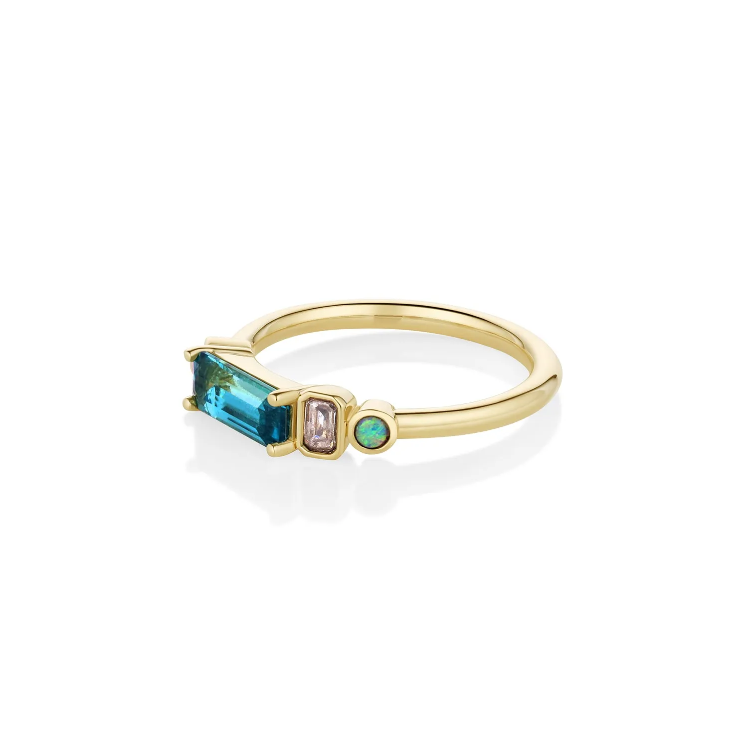 0.84ct Tourmaline, Opal and Diamond Linear Ring sold by Marrow Fine product image thumbnail 3