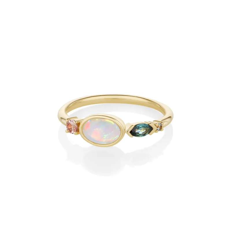 0.35ct Australian Opal and Sapphire Linear Band sold by Marrow Fine