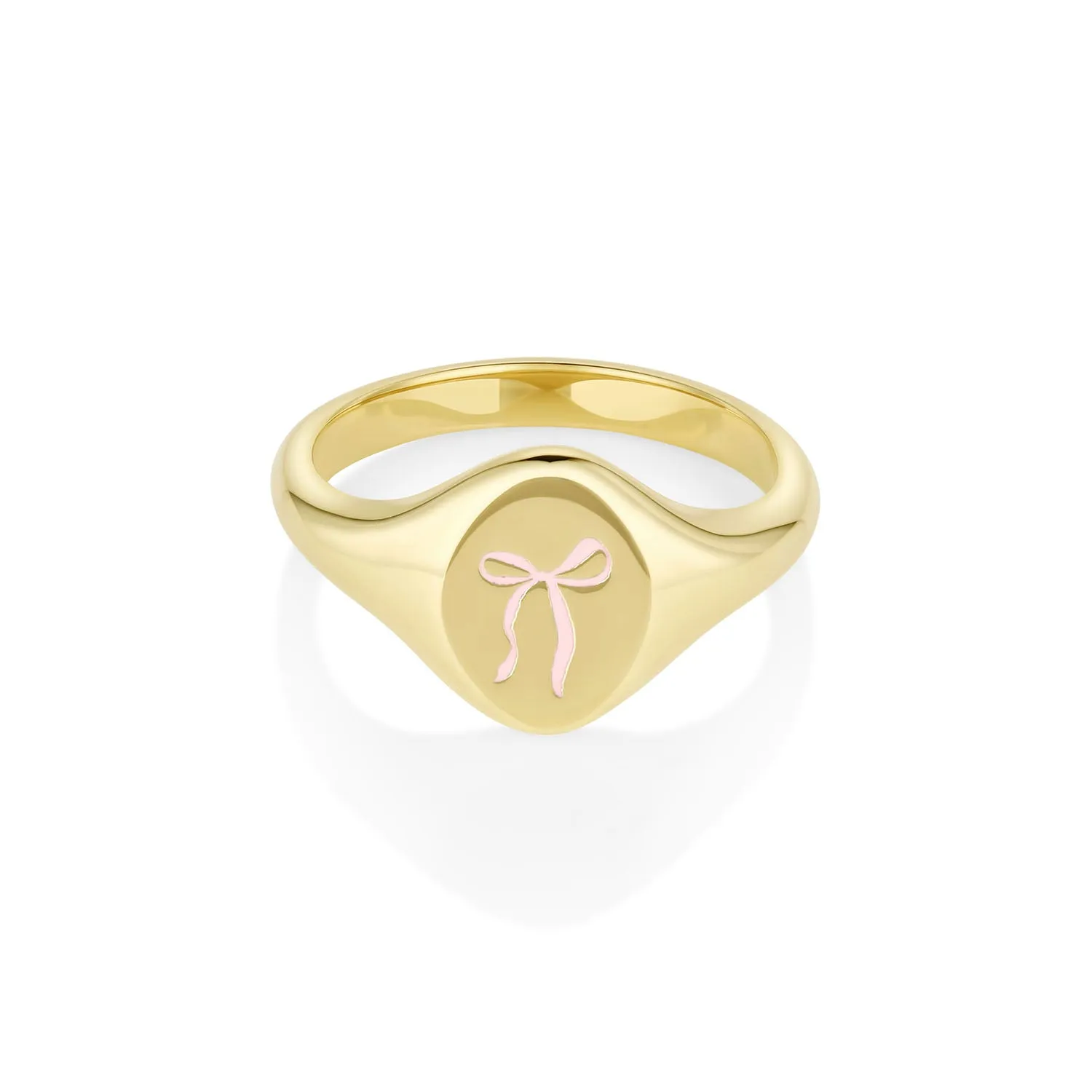 Pink Enamel Bow Signet Ring sold by Marrow Fine