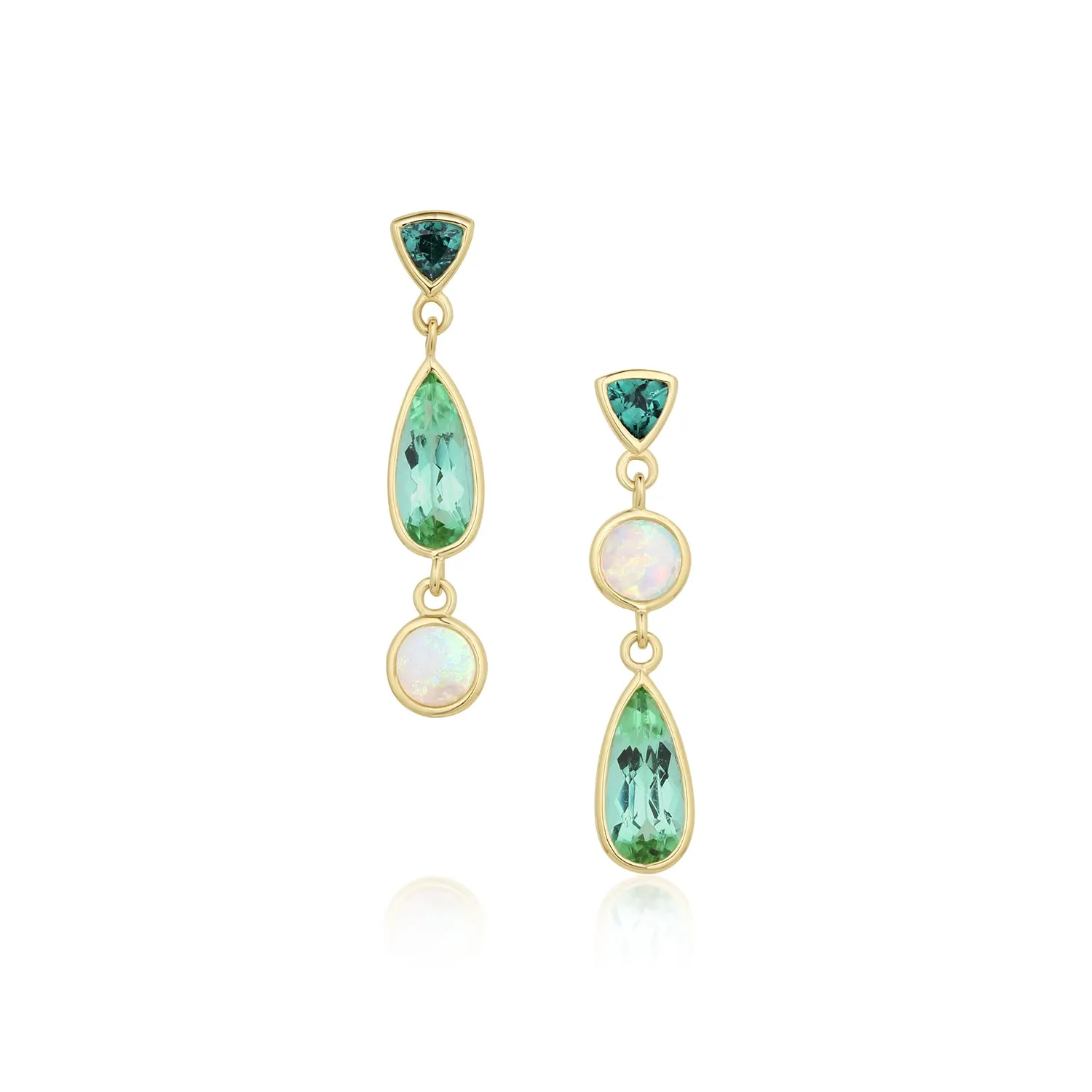 1.45tcw Green Tourmaline and Opal Earrings sold by Marrow Fine