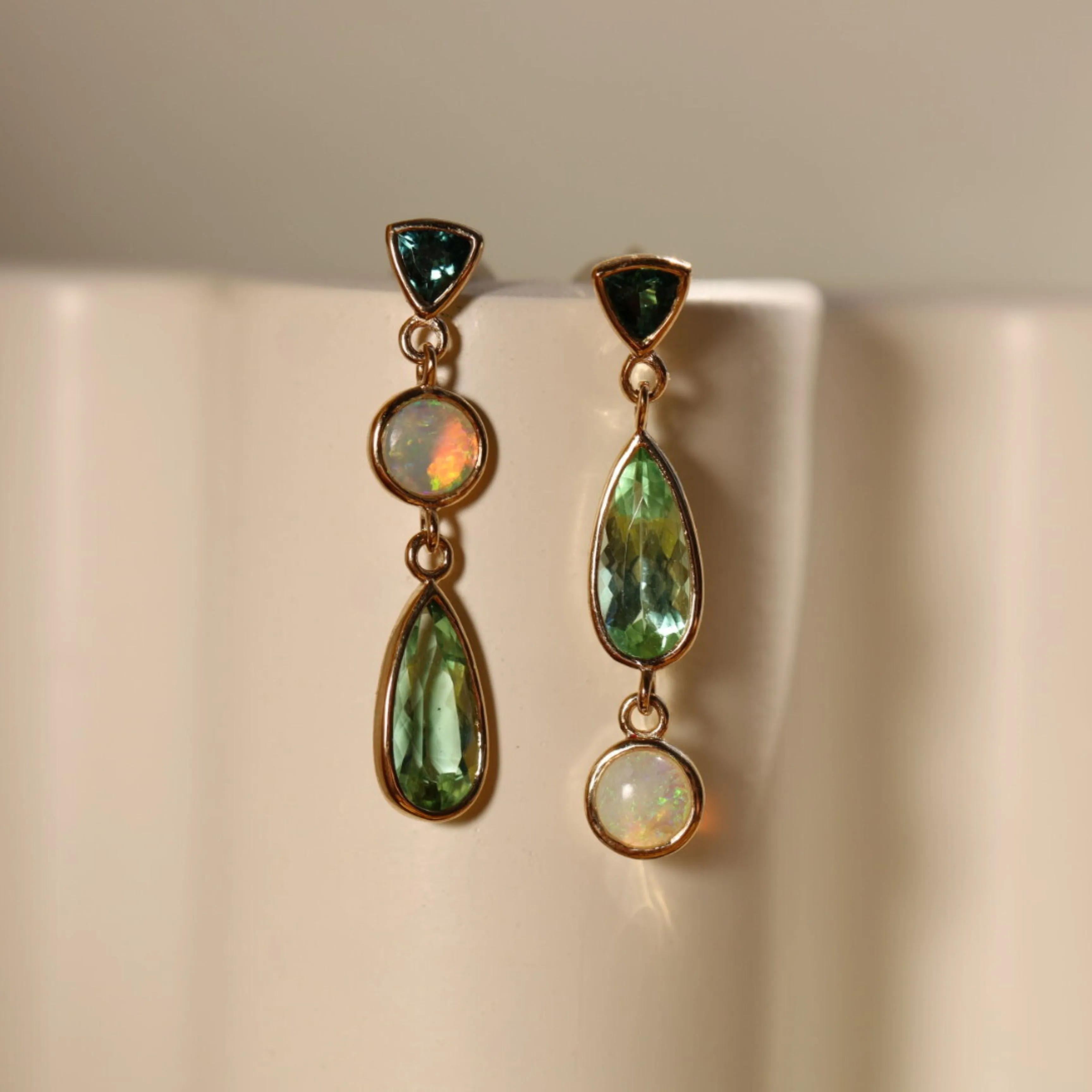 1.45tcw Green Tourmaline and Opal Earrings sold by Marrow Fine product image thumbnail 3