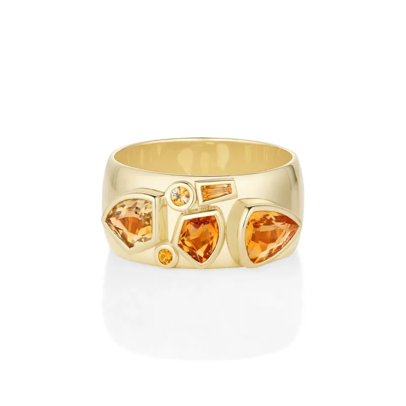 1.35tcw Citrine and Sapphire Tessera Ring made by Marrow Fine