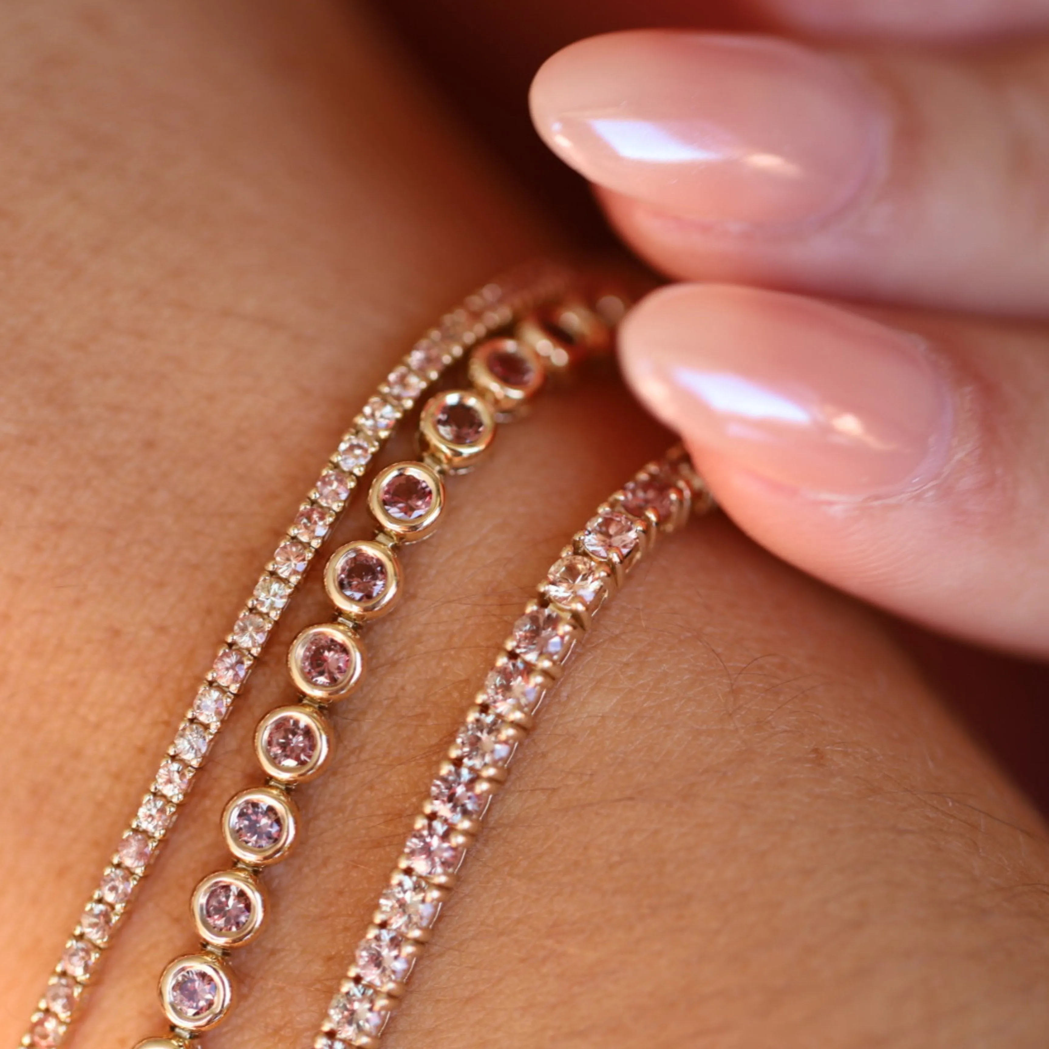 4.74tcw Orange Sapphire Tennis Bracelet sold by Marrow Fine product image thumbnail 2