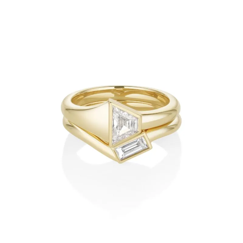 0.60ct Diamond Trapezoid Ring with Diamond Baguette Tracer Band sold by Marrow Fine