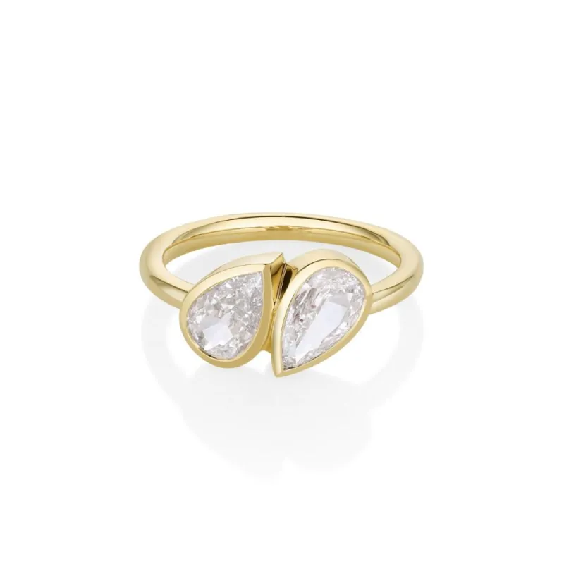 0.72ct and 0.71ct Pear Shape Diamond Ring sold by Marrow Fine