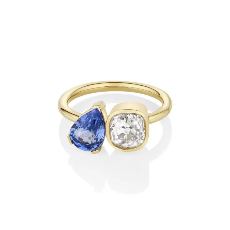 1.46ct Old Mine Diamond & 1.52ct Sapphire Chloe sold by Marrow Fine