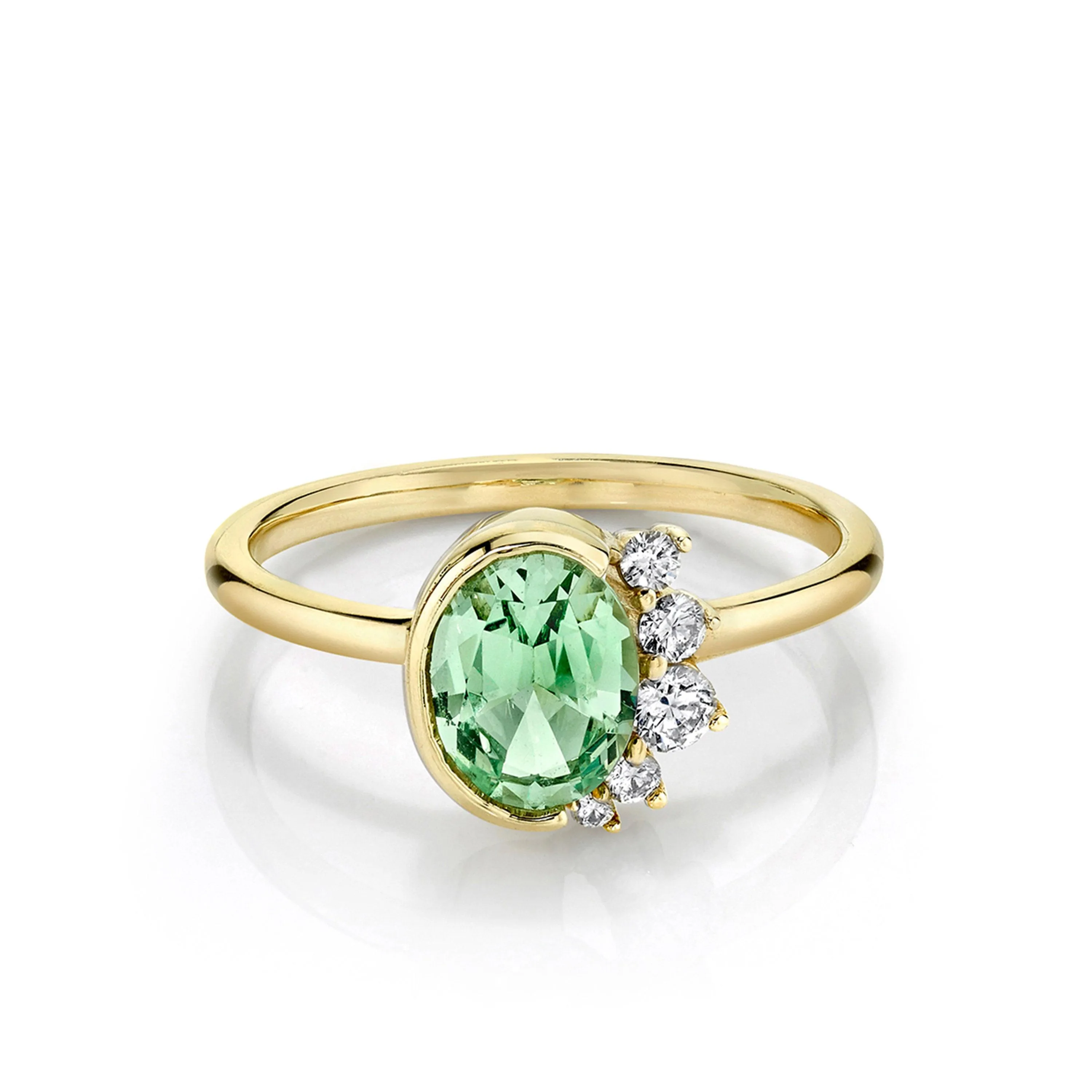 Mint Garnet Spray Ring sold by Marrow Fine