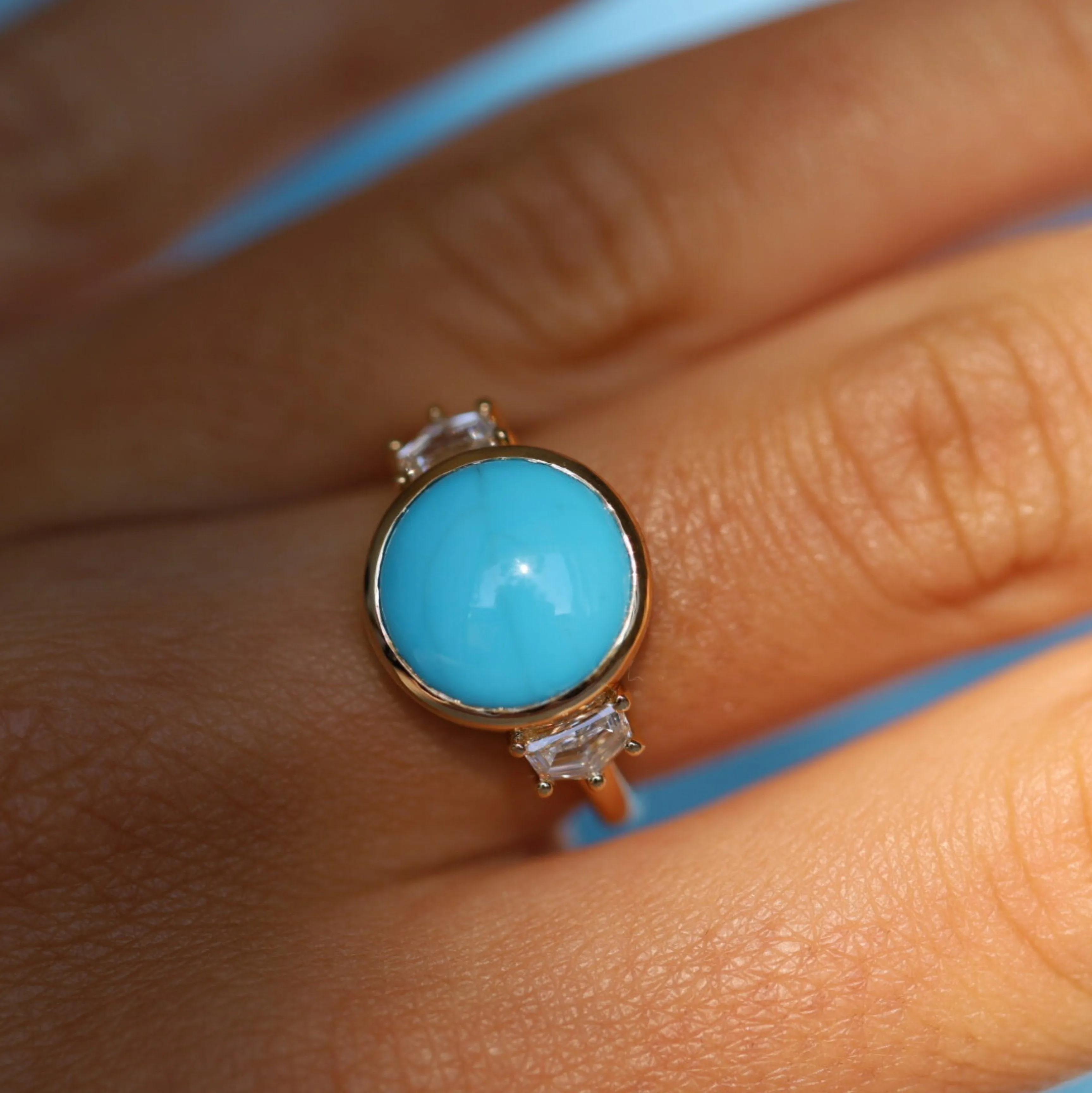 4.82ct Turquoise and 0.43tcw Diamond Epaulettes Ring sold by Marrow Fine product image thumbnail 2