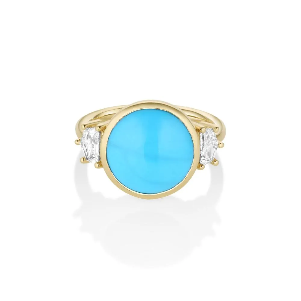 4.82ct Turquoise and 0.43tcw Diamond Epaulettes Ring sold by Marrow Fine