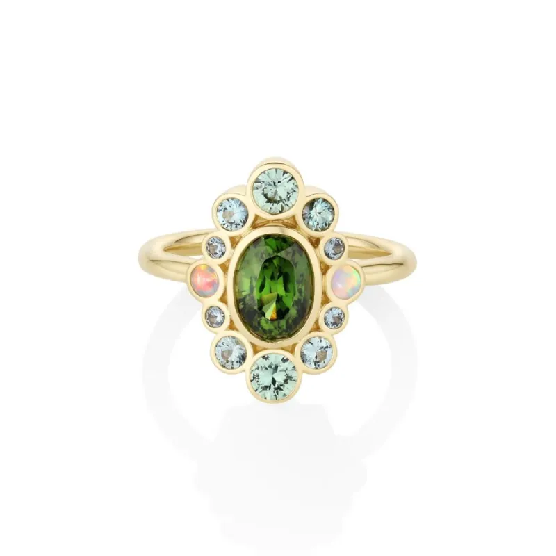 1.93ct Zircon, Sapphire and Opal Ballerina Ring sold by Marrow Fine