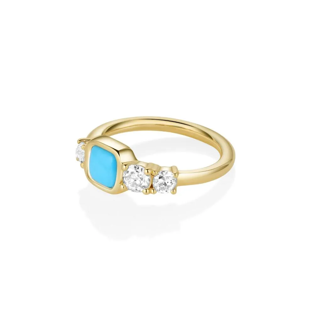 0.87ct Turquoise and 0.51tcw Diamond Linear Ring sold by Marrow Fine product image thumbnail 3