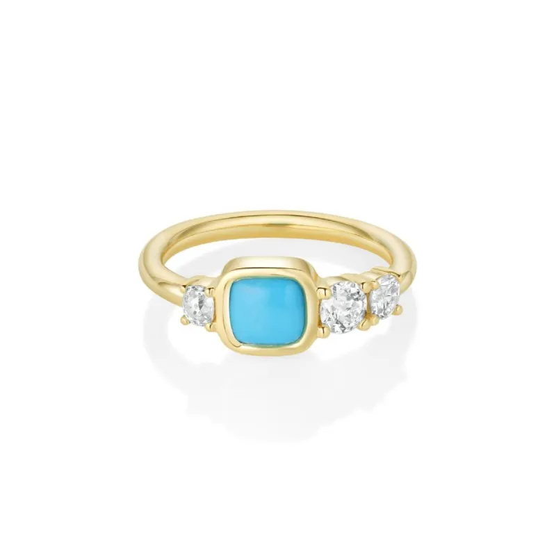 0.87ct Turquoise and 0.51tcw Diamond Linear Ring sold by Marrow Fine