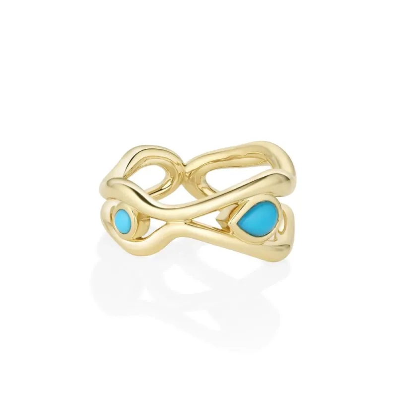 Turquoise Freeform Gold Ring sold by Marrow Fine