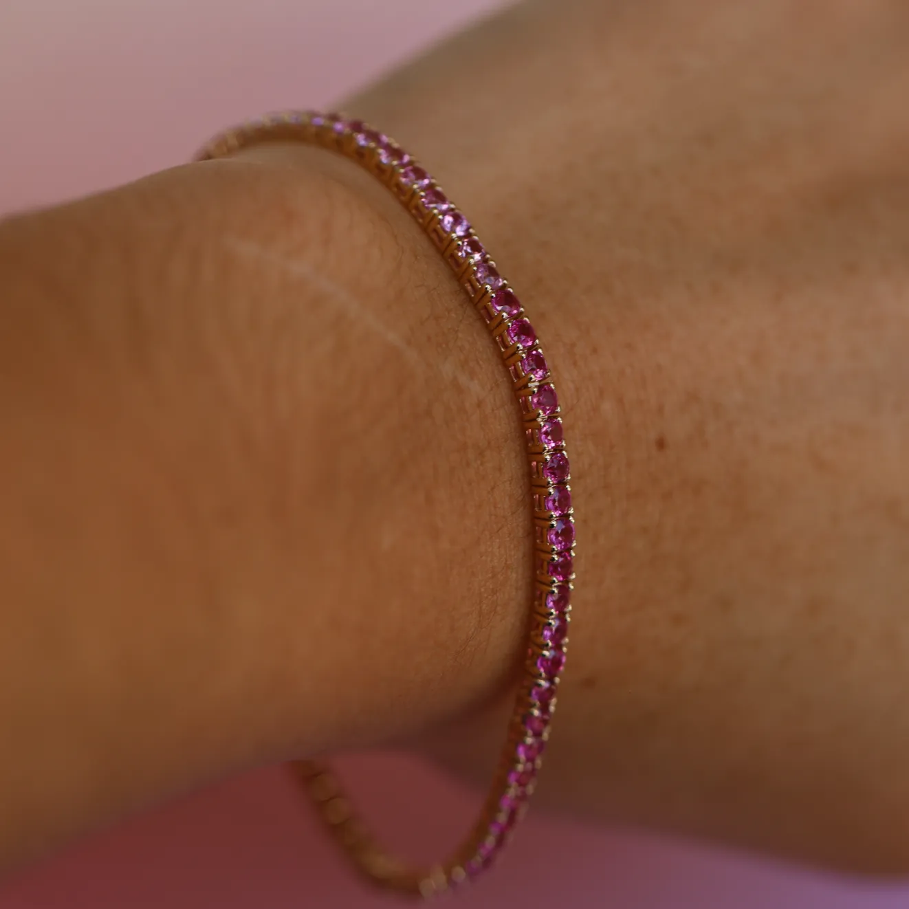 5.64tcw Gradient Pink Sapphire Tennis Bracelet sold by Marrow Fine product image thumbnail 3
