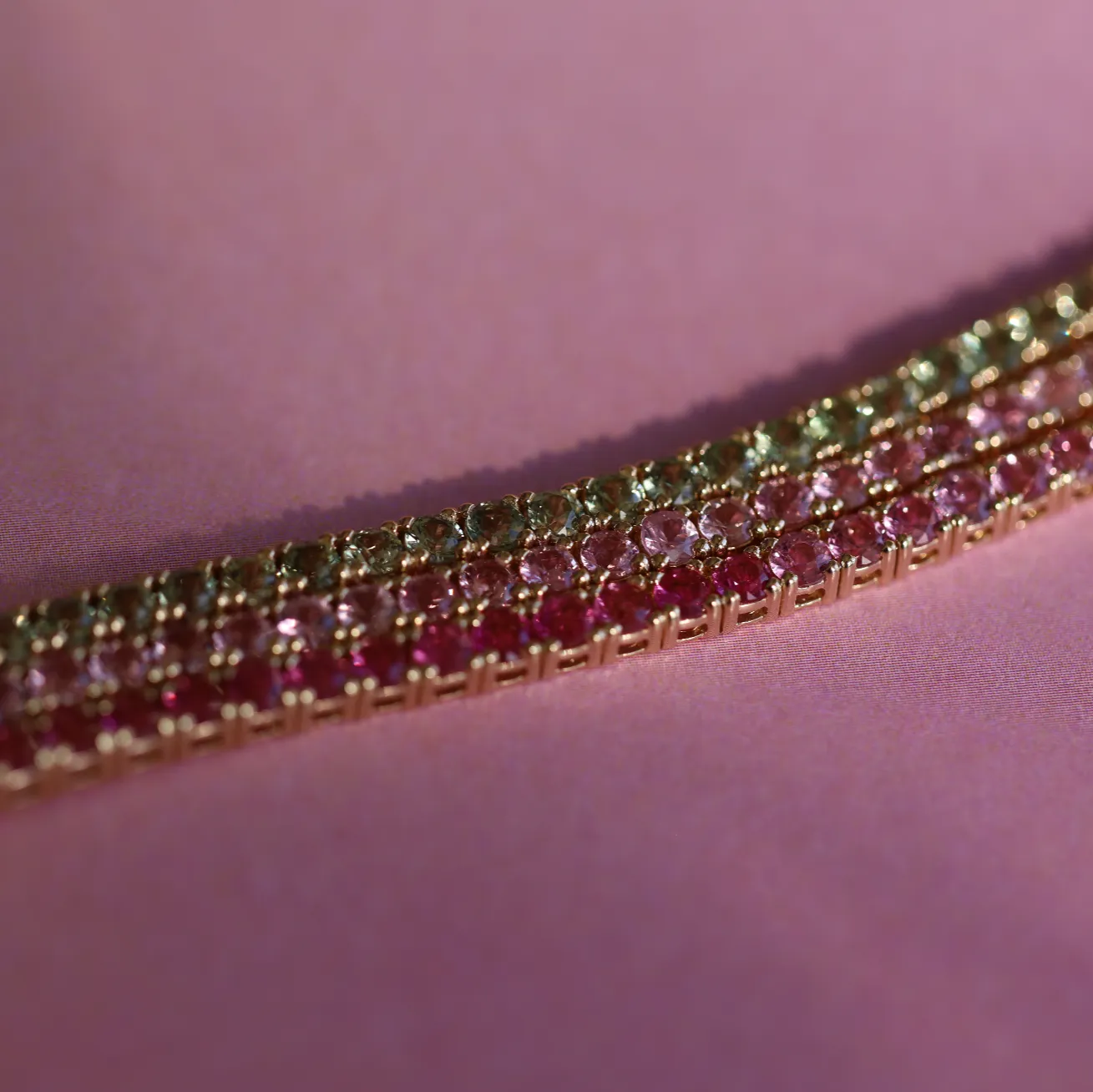 5.64tcw Gradient Pink Sapphire Tennis Bracelet sold by Marrow Fine product image thumbnail 4