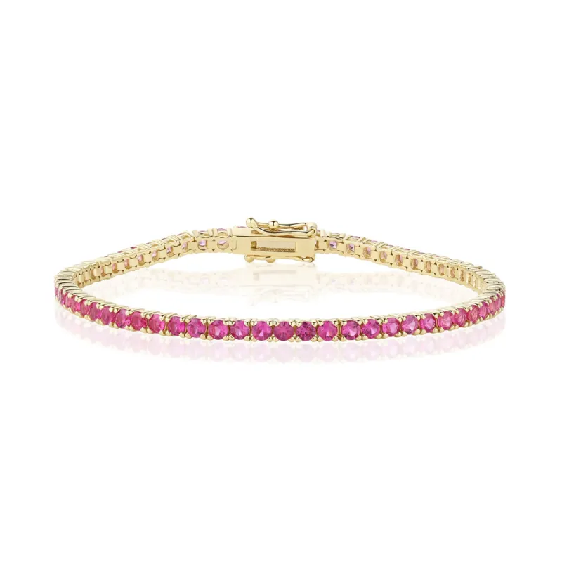 5.64tcw Gradient Pink Sapphire Tennis Bracelet sold by Marrow Fine
