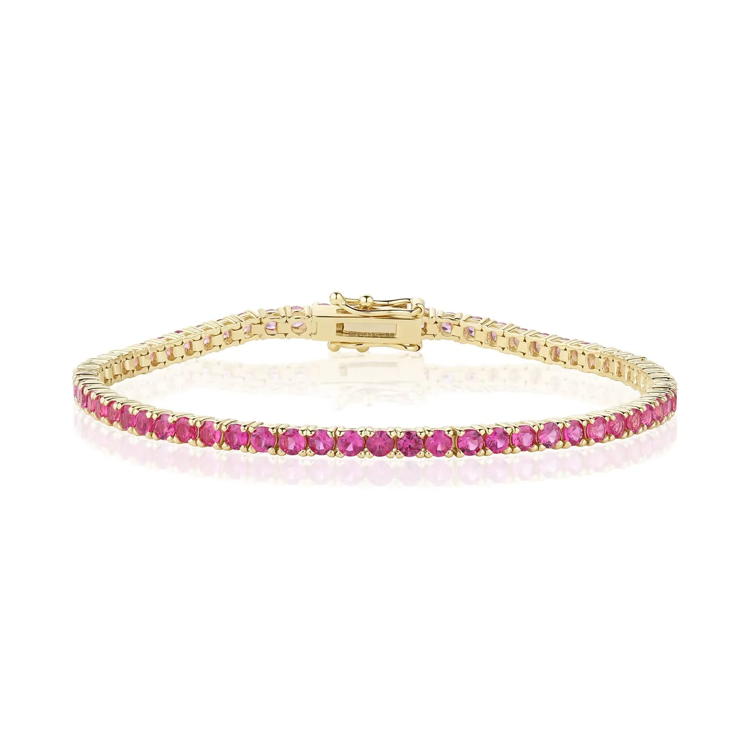 5.64tcw Gradient Pink Sapphire Tennis Bracelet sold by Marrow Fine