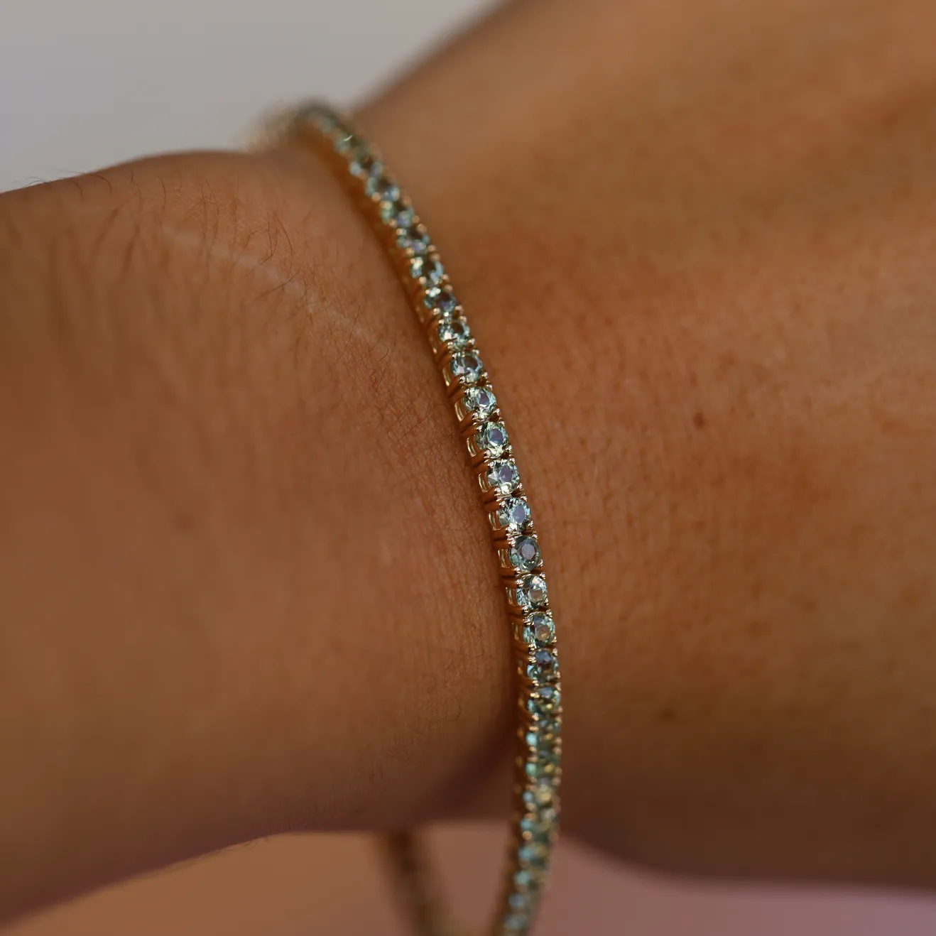 5.34tcw Green Sapphire Tennis Bracelet sold by Marrow Fine product image thumbnail 2