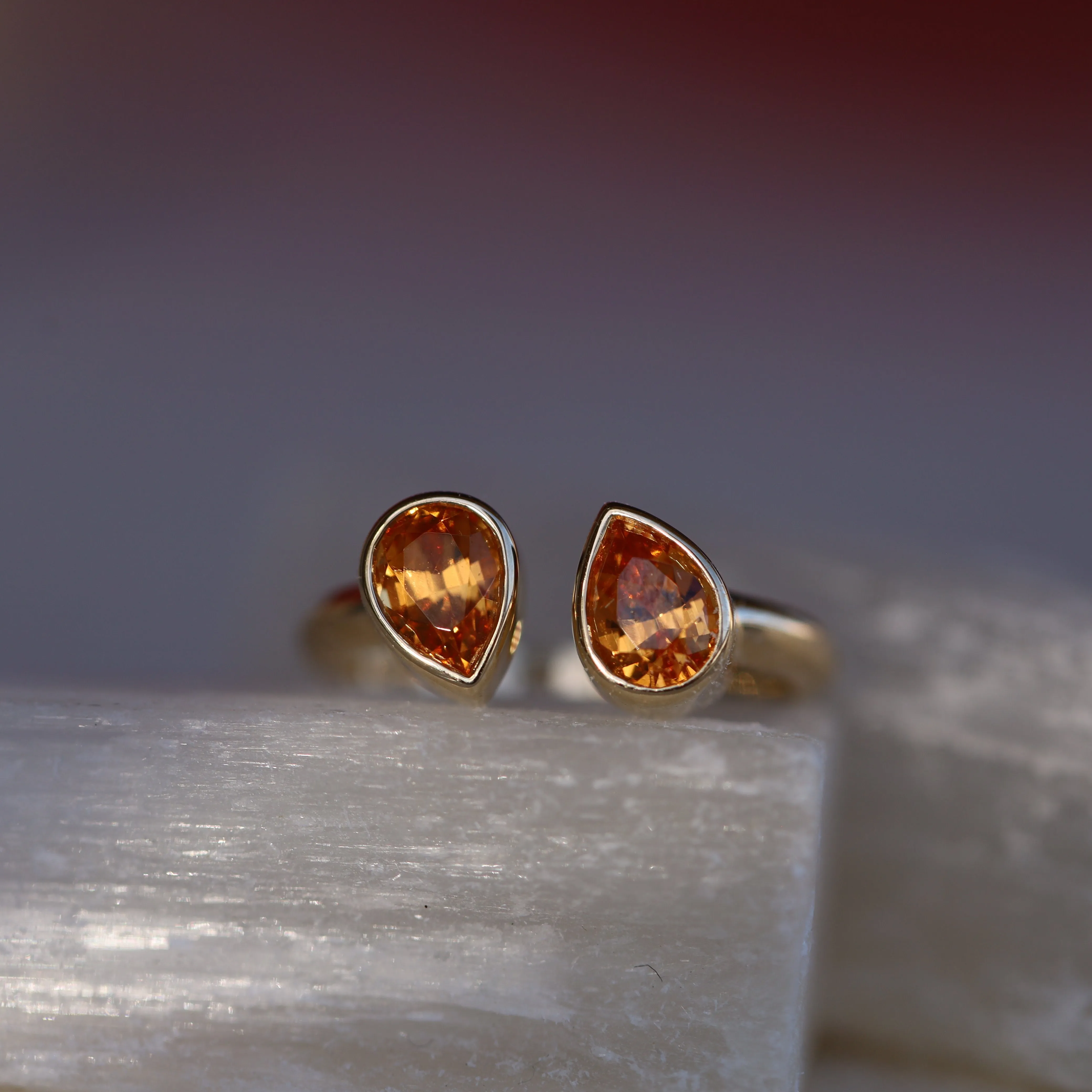 1.73tcw Mandarin Garnet Pear Shape Ring sold by Marrow Fine product image thumbnail 4