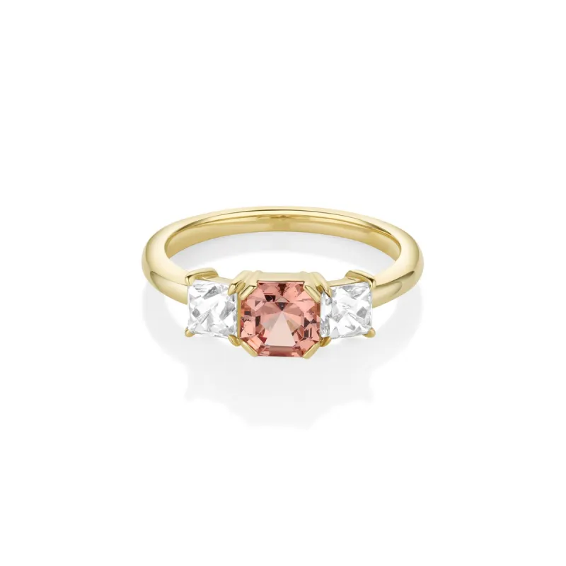 1.12ct Malaya Garnet and 0.91tcw French Cut Diamond Ring sold by Marrow Fine