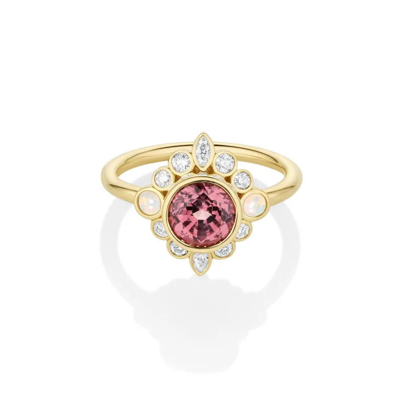 1.82ct Imperial Malaya Garnet and Opal Scarlette Compass Ring sold by Marrow Fine