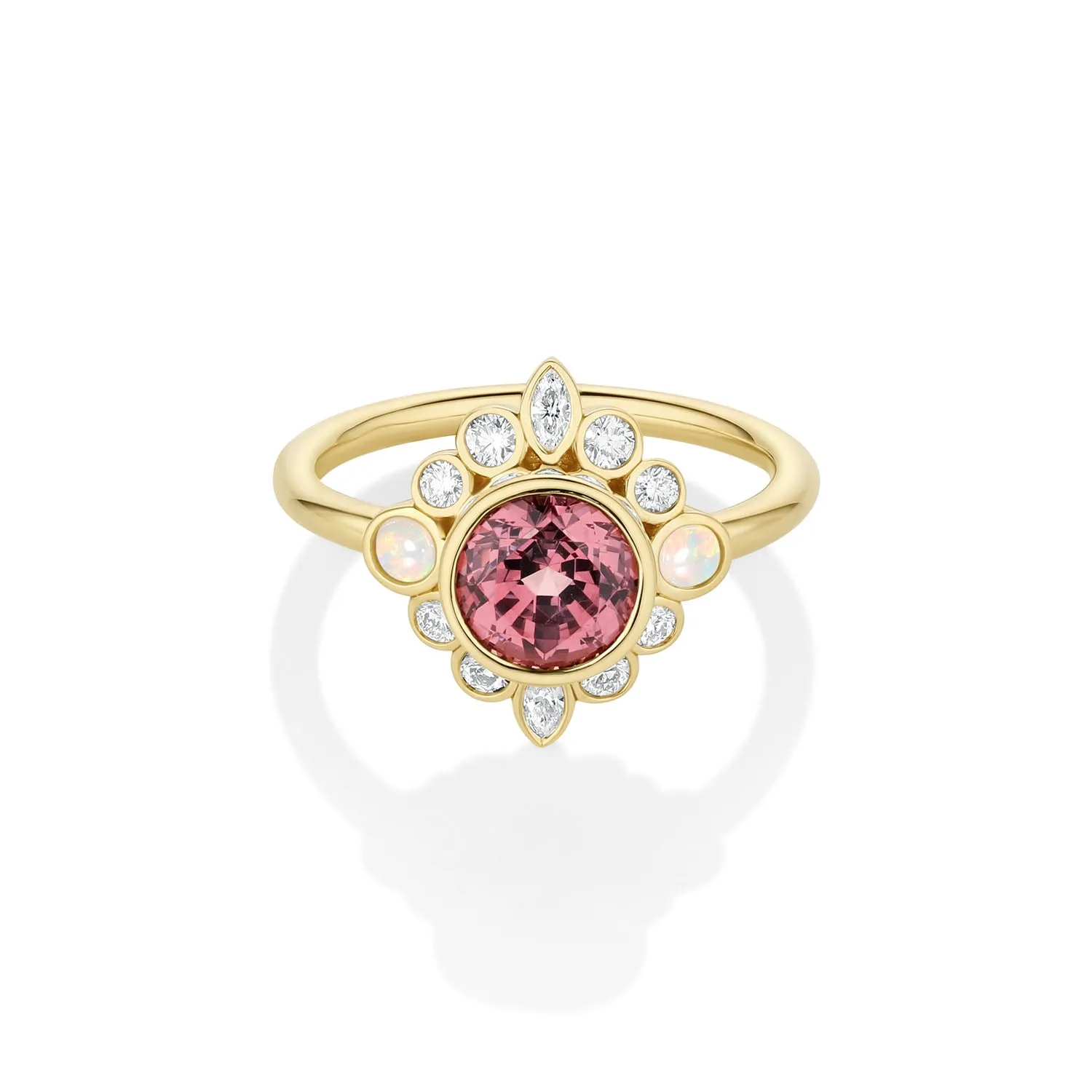 1.82ct Imperial Malaya Garnet and Opal Scarlette Compass Ring sold by Marrow Fine