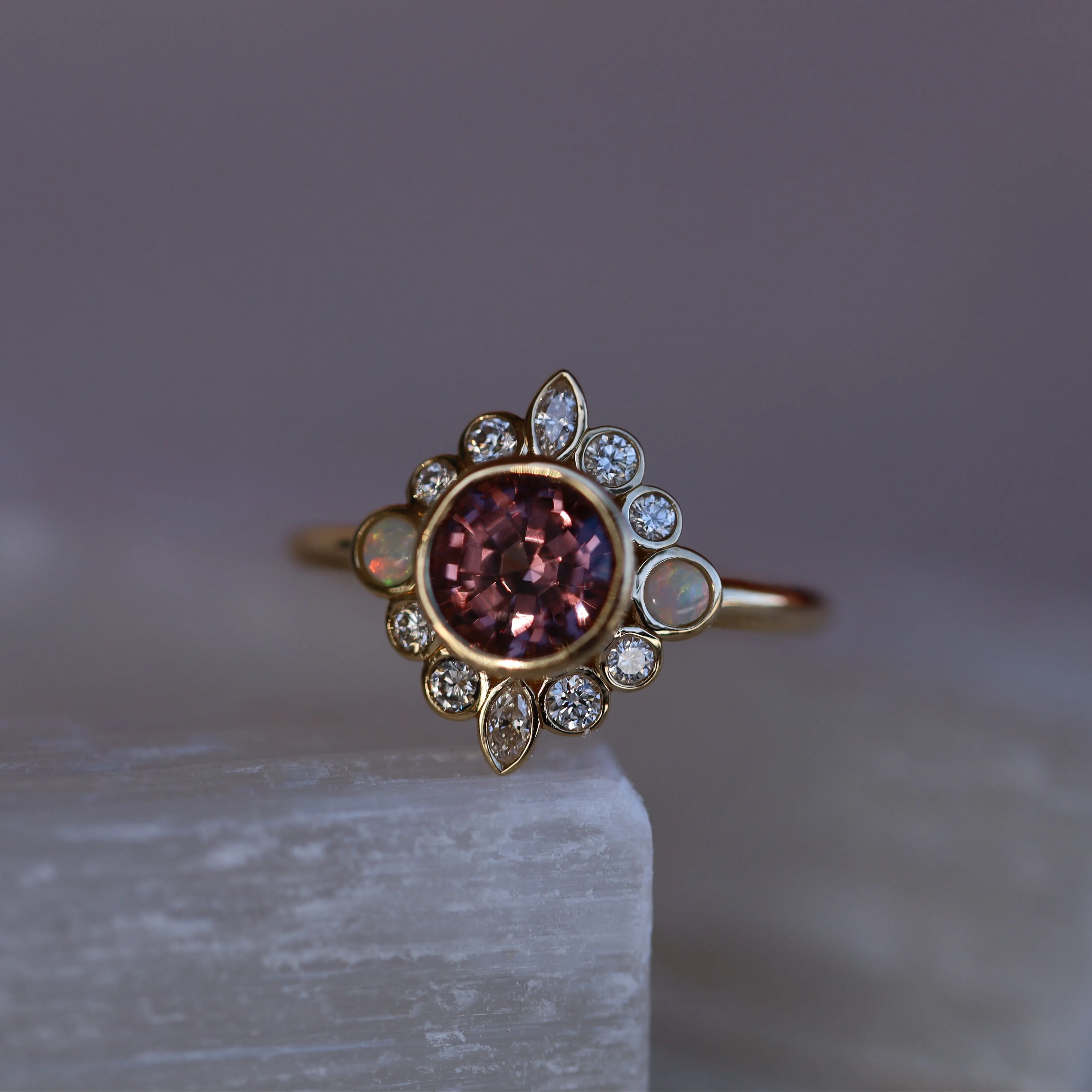 1.82ct Imperial Malaya Garnet and Opal Scarlette Compass Ring sold by Marrow Fine product image thumbnail 4