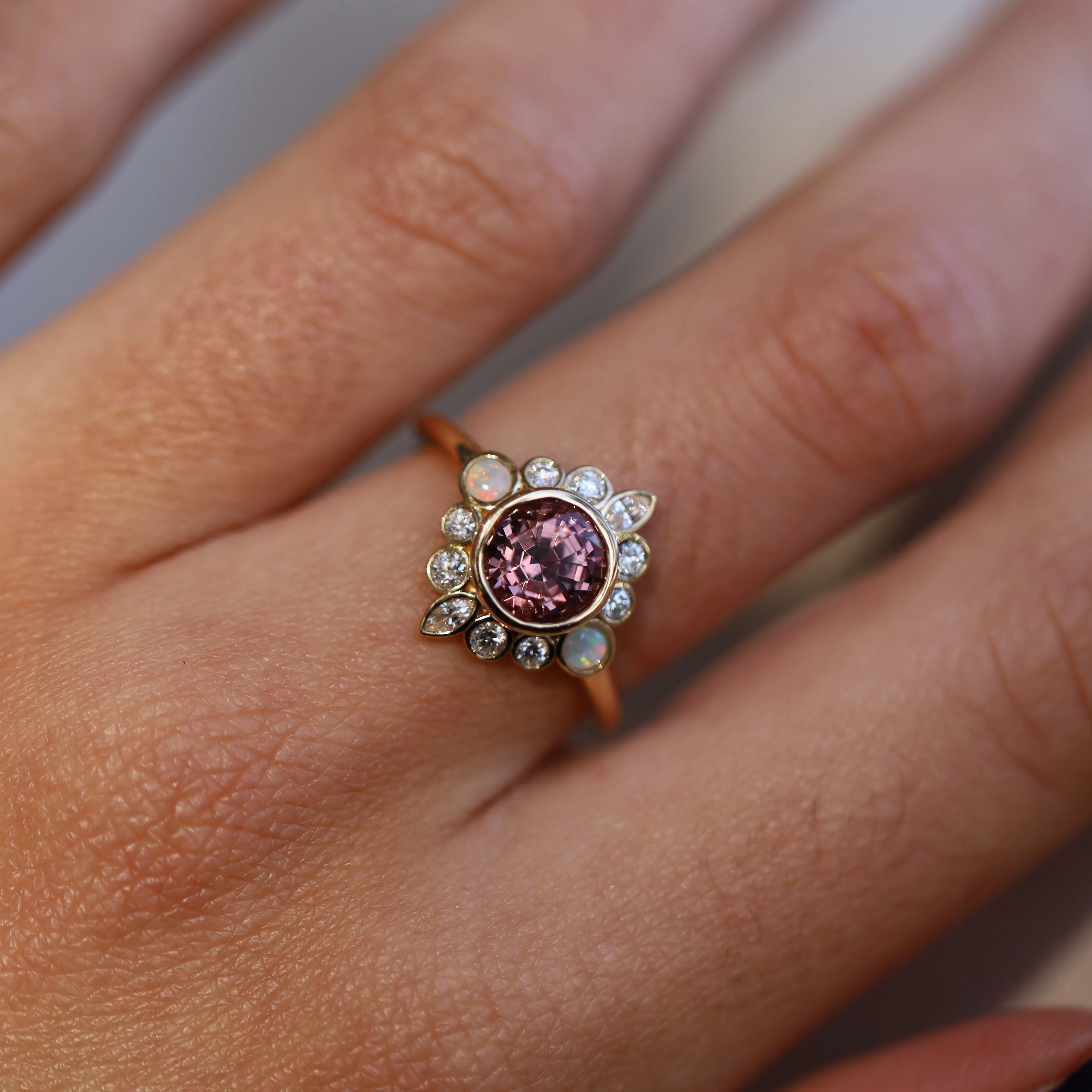 1.82ct Imperial Malaya Garnet and Opal Scarlette Compass Ring sold by Marrow Fine product image thumbnail 2