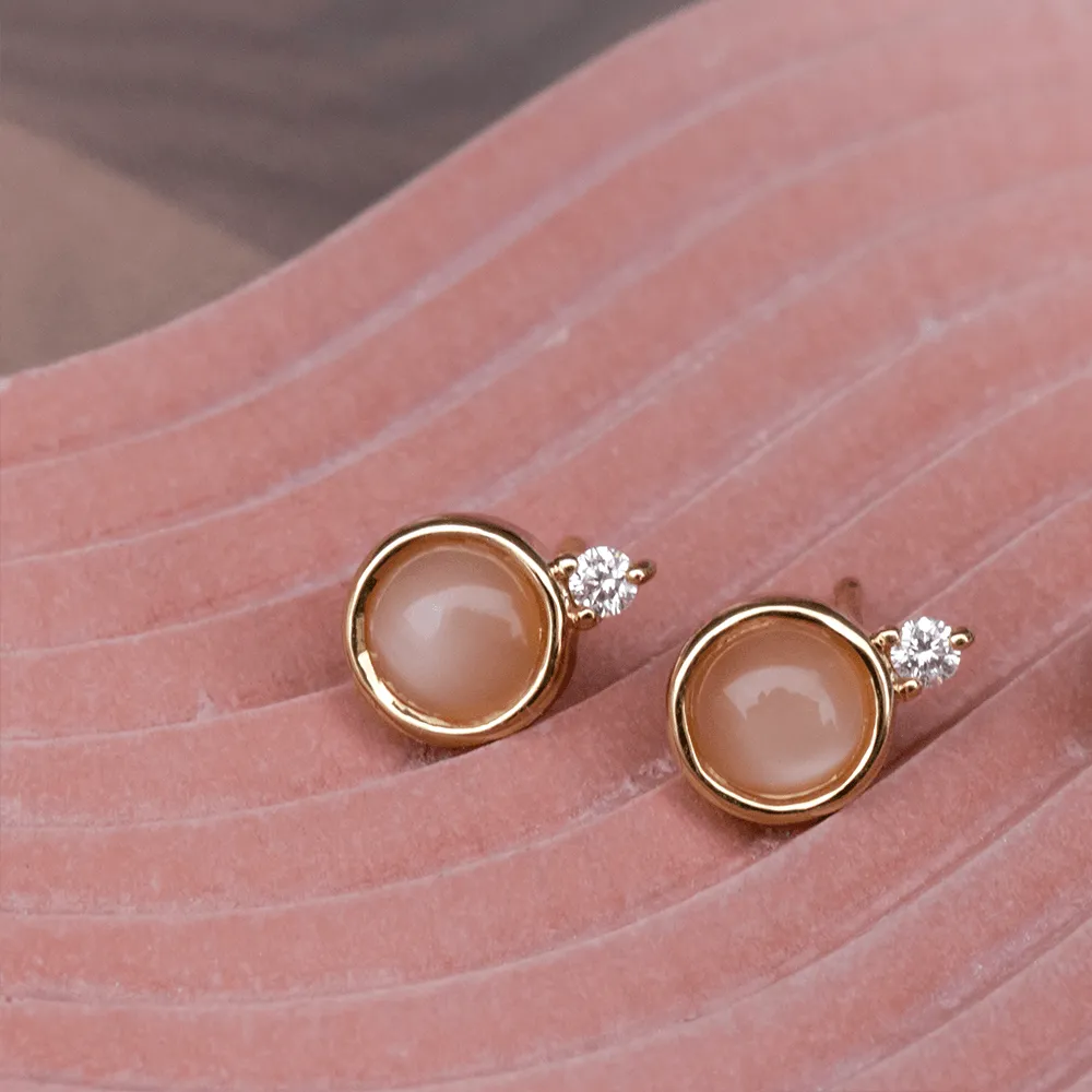 Peach Moonstone Andromeda Studs sold by Marrow Fine product image thumbnail 4