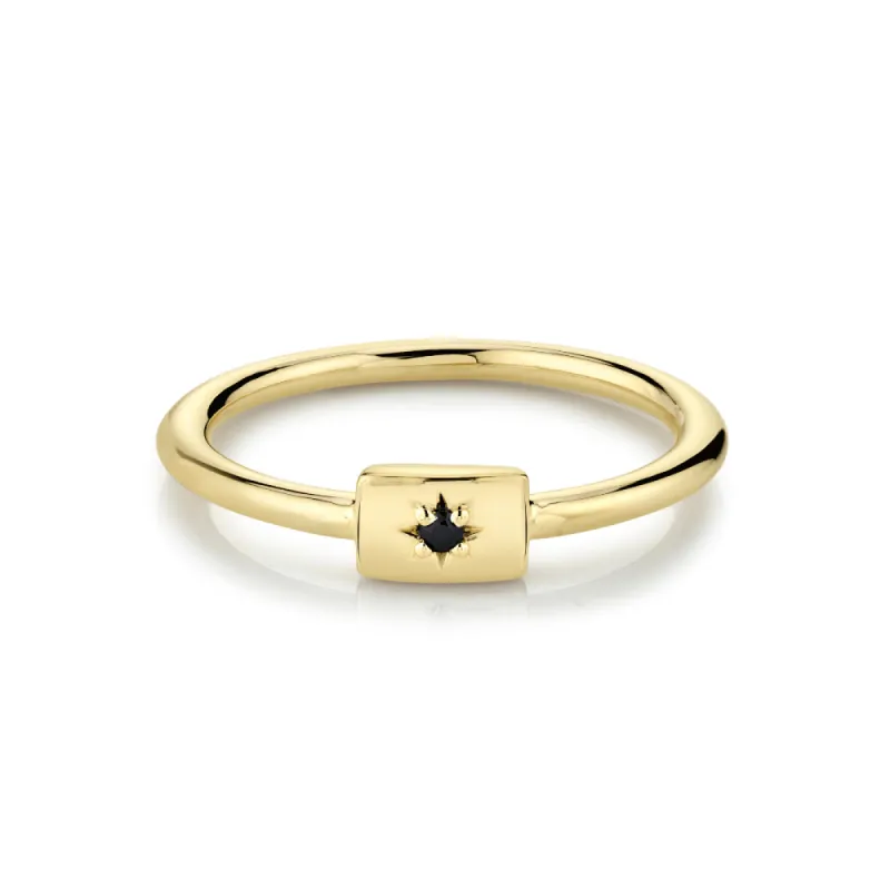 Black Spinel Plate Stacking Ring - August sold by Marrow Fine