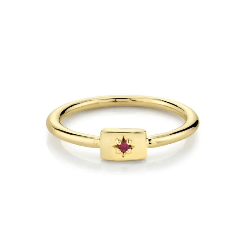 Ruby Plate Stacking Ring - July sold by Marrow Fine