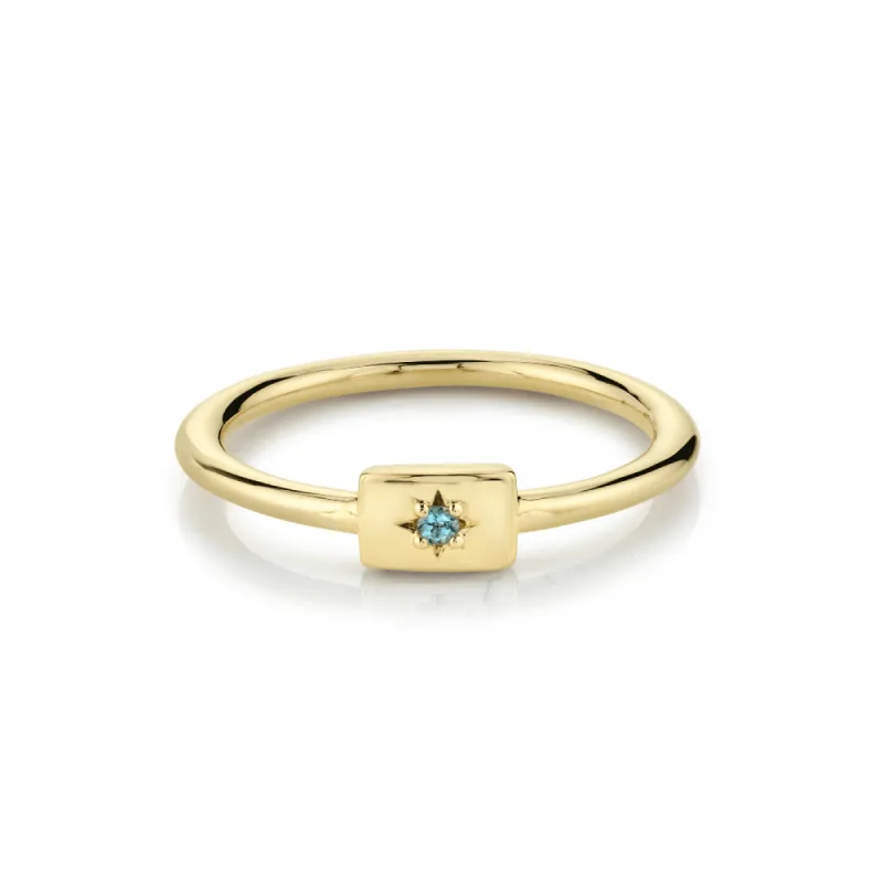 Aquamarine Plate Stacking Ring - March sold by Marrow Fine