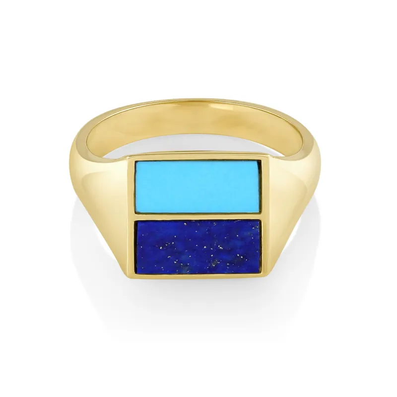 Sky & Sea Inlay Ring made by Marrow Fine