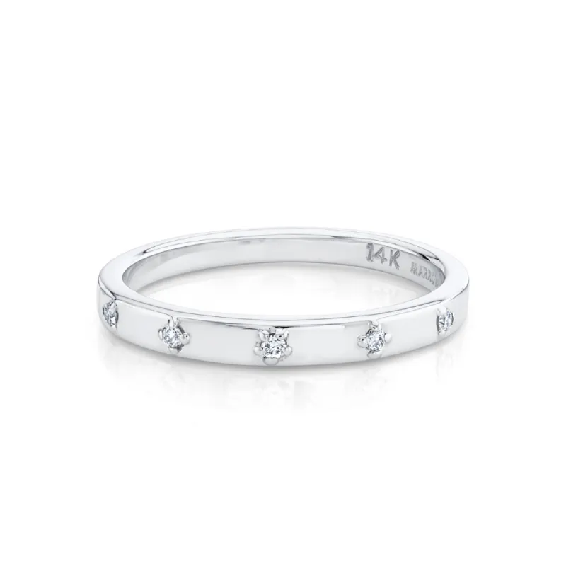 White Diamond Star Set Stacking Ring - April sold by Marrow Fine