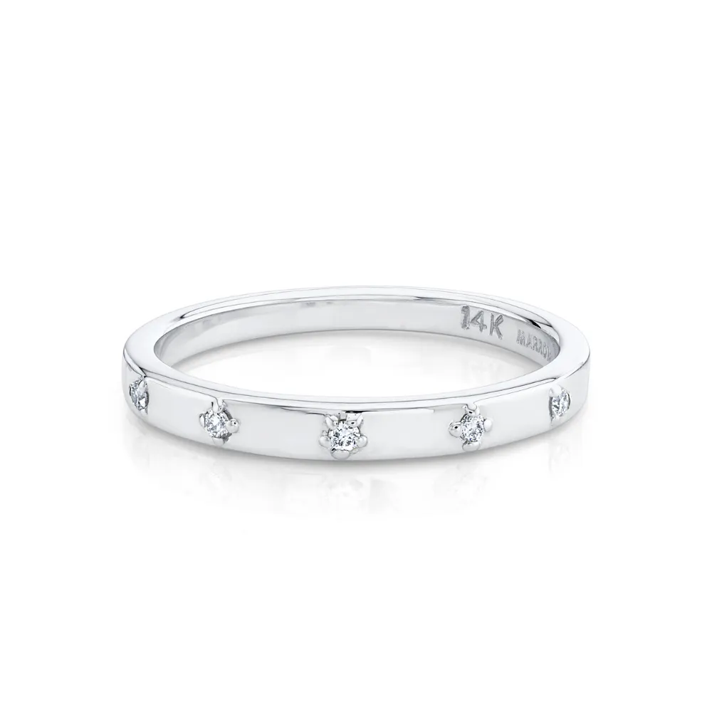 White Diamond Star Set Stacking Ring - April sold by Marrow Fine