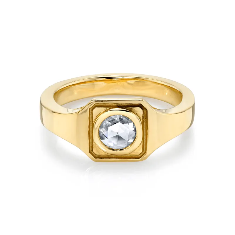 White Diamond Boyfriend Signet Ring sold by Marrow Fine