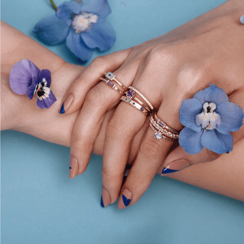 Tanzanite Straight Baguette Stacking Ring - December sold by Marrow Fine product image thumbnail 3