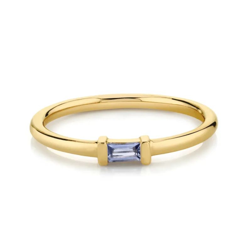 Tanzanite Straight Baguette Stacking Ring - December sold by Marrow Fine