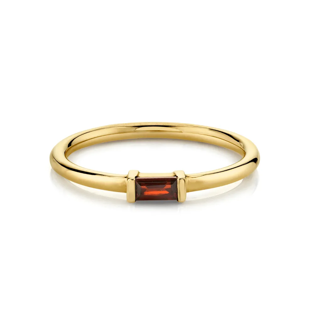 Garnet Straight Baguette Stacking Ring - January sold by Marrow Fine