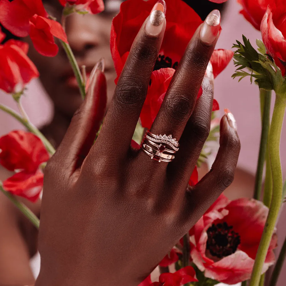 Garnet Straight Baguette Stacking Ring - January sold by Marrow Fine product image thumbnail 2