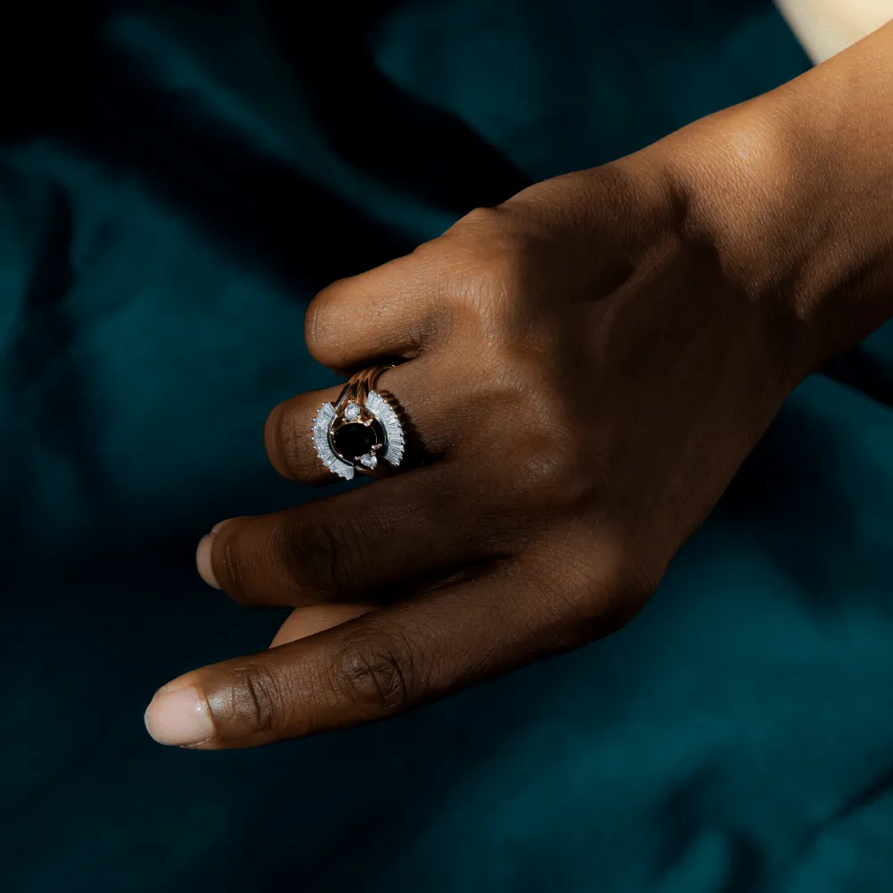 Bewitched Black Onyx 3 Stone Ring sold by Marrow Fine product image thumbnail 2